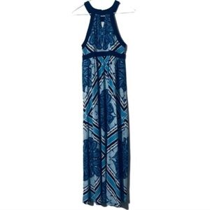 ELLE  Timeless BLUE Multi Casual COMFORT Sleeveless PAISLEY Maxi Dress Size 2
